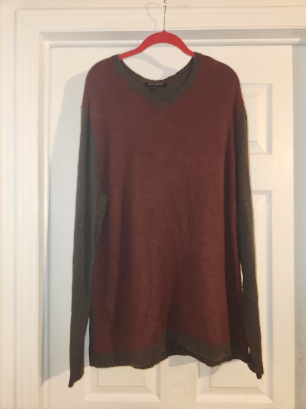 Banana Republic Men's Sweater Burgundy Black XL